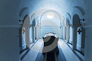 Grave inside mausoleum