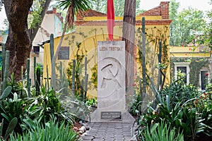 The grave of Leon Trotsky at the house where he lived in Coyoacan, Mexico City