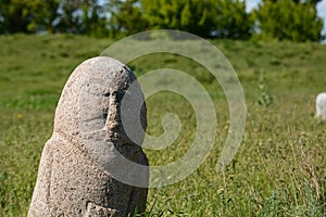 Grave marker in the archaeological site. Burana tower. Tokmok. Chuy Region. Kyrgyzstan