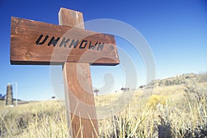 Grave marker in Boot Hill Cemetery in Billings, MT