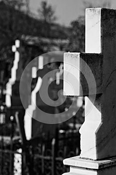 Grave markers at cemetery