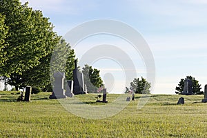 Grave markers on a hill