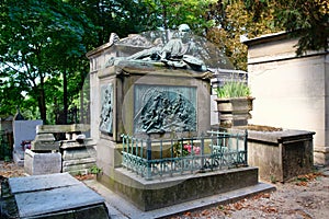 The grave of the painter Theodore Gericault at the Pere Lachaise