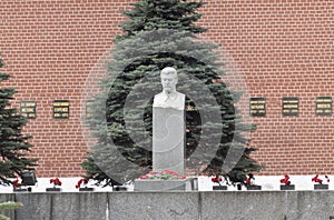 Grave of Soviet dictator Josef Stalin at Red Square in Moscow, Russia