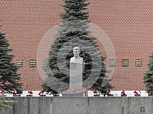 Grave of Soviet dictator Josef Stalin at Red Square in Moscow, Russia