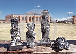 Grave statues, ponce-bennett monoliths, Andean puma and quirquincho photo