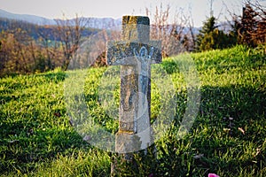 Grave / tombstone in the cemetery / graveyard. All Saints Day / All Hallows / 1st November