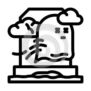 grave zombie monster line icon vector illustration