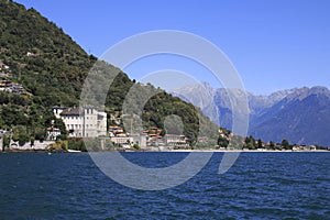 Gravedona with Palace Gallio, view over the lake como photo
