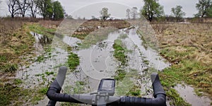 Gravel bike stopped by flooding