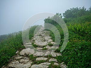 Gravel hiking trails in Tatra mountains in Slovakia