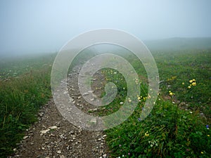 Gravel hiking trails in Tatra mountains in Slovakia