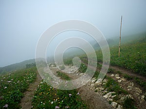 Gravel hiking trails in Tatra mountains in Slovakia