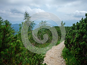 Gravel hiking trails in Tatra mountains in Slovakia