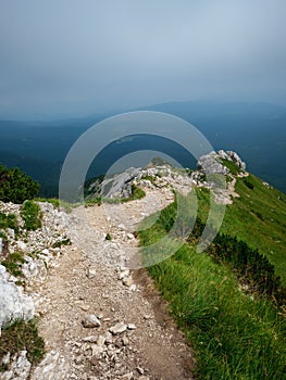 Gravel hiking trails in Tatra mountains in Slovakia