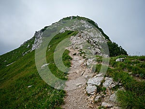 Gravel hiking trails in Tatra mountains in Slovakia