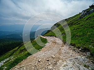 Gravel hiking trails in Tatra mountains in Slovakia