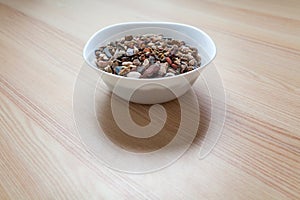 Gravel meal on a table