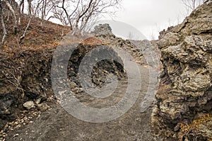 Gravel path in a lavafield