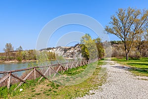 Gravel pathway in spring park.