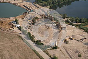 Gravel pit lake - aerial view photo