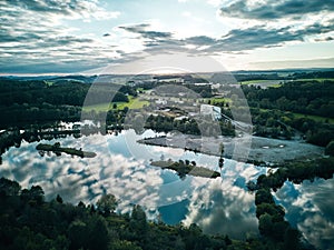 Gravel Pit with Pond - Aerial View - Gravel Plant Quarry - Gravel Industry Factory abandoned near a lake