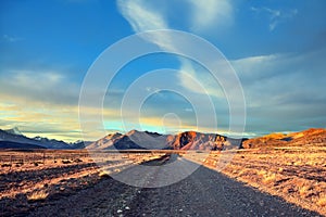 The gravel road between boundless Pampas photo