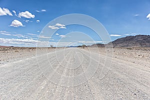 Gravel road in the desert of Namibia.