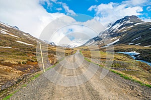 Gravel road in east Iceland