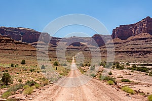 Gravel road leading to canyon, Canyonlands National Park Utah USA