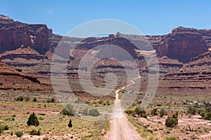 Gravel road leading to canyon, Canyonlands National Park Utah USA