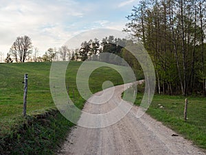 Gravel road leading to the diving parking at the Hancza Lake.