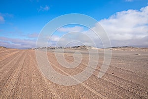 Gravel road in Skeleton Coast Park, Namibia.