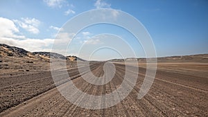 Gravel road in Skeleton Coast Park, Namibia.