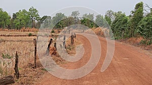 Gravel Road (unpaved road) in rural area at Thailand