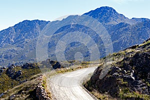 Gravel road up the mountains