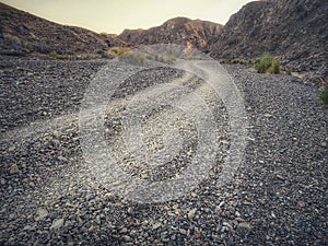 Gravel road in Wadi Alkhodh, Muscat Oman