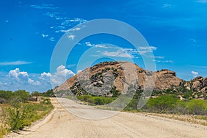 Gravel secondary road in northern Namibia