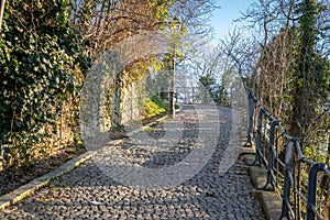 Gravel and Stone Path down to Oldtown in Zagreb, Croatia. Upper town to downtown