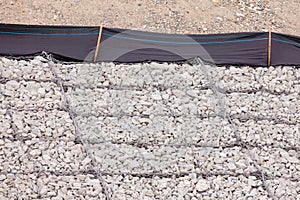 Gravel wire mesh bank revetment erosion control