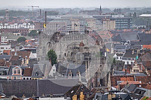 Gravensteen stone castle in cityscape, Ghent, Belgium