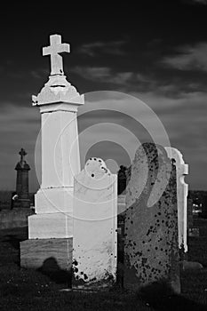 Graves in a cemetery