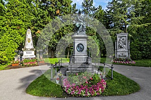 Graves of composers famous at the Zentralfriedhof Cemetery in Vi photo