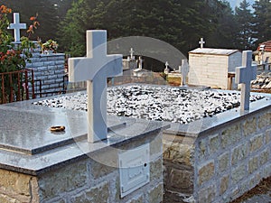 Graves and Crosses in Cemetry
