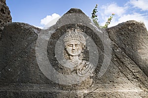 Gravestone carving in the ruins of Al-Bass, Tyre, Lebanon