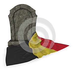 Gravestone and flag of belgium