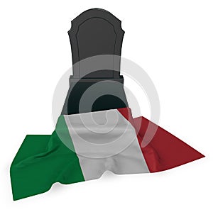 Gravestone and flag of italy