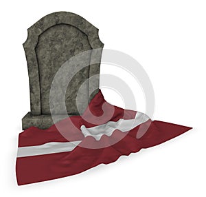 Gravestone and flag of latvia