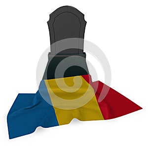 Gravestone and flag of romania