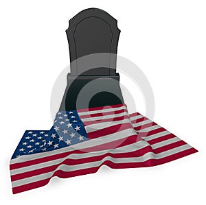 Gravestone and flag of the usa